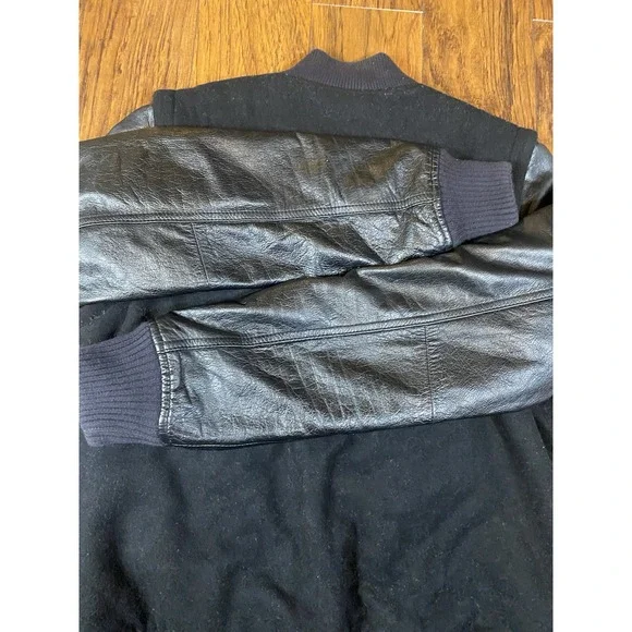 Nike Destroyer Varsity Jacket NSW Leather Sleeves Men's Medium Black Wool